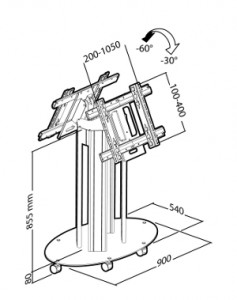 Стойка Erard с основанием и крепления для двух дисплеев ("спина к спине"), максимальная высота до 90 см.