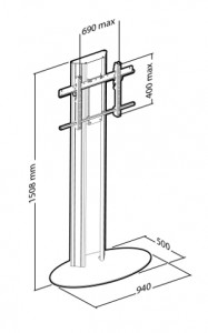 Стойка Erard с основанием и крепления для одного дисплея, максимальная высота до 150 см.
