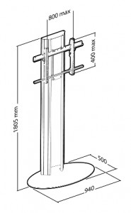 Стойка Erard с основанием и крепления для одного дисплея, максимальная высота до 180 см.